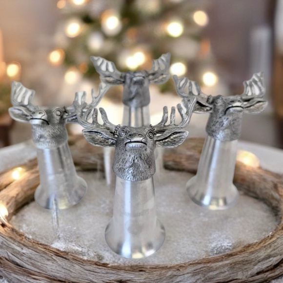 🦌 Vintage Jägermeister Stag Head Pewter Shot Glasses / Shooters - Set of 4 🦌 - Picture 2 of 8